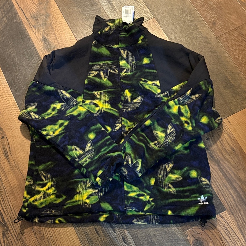 Adidas Black and Yellow Fleece full zip  Jacket